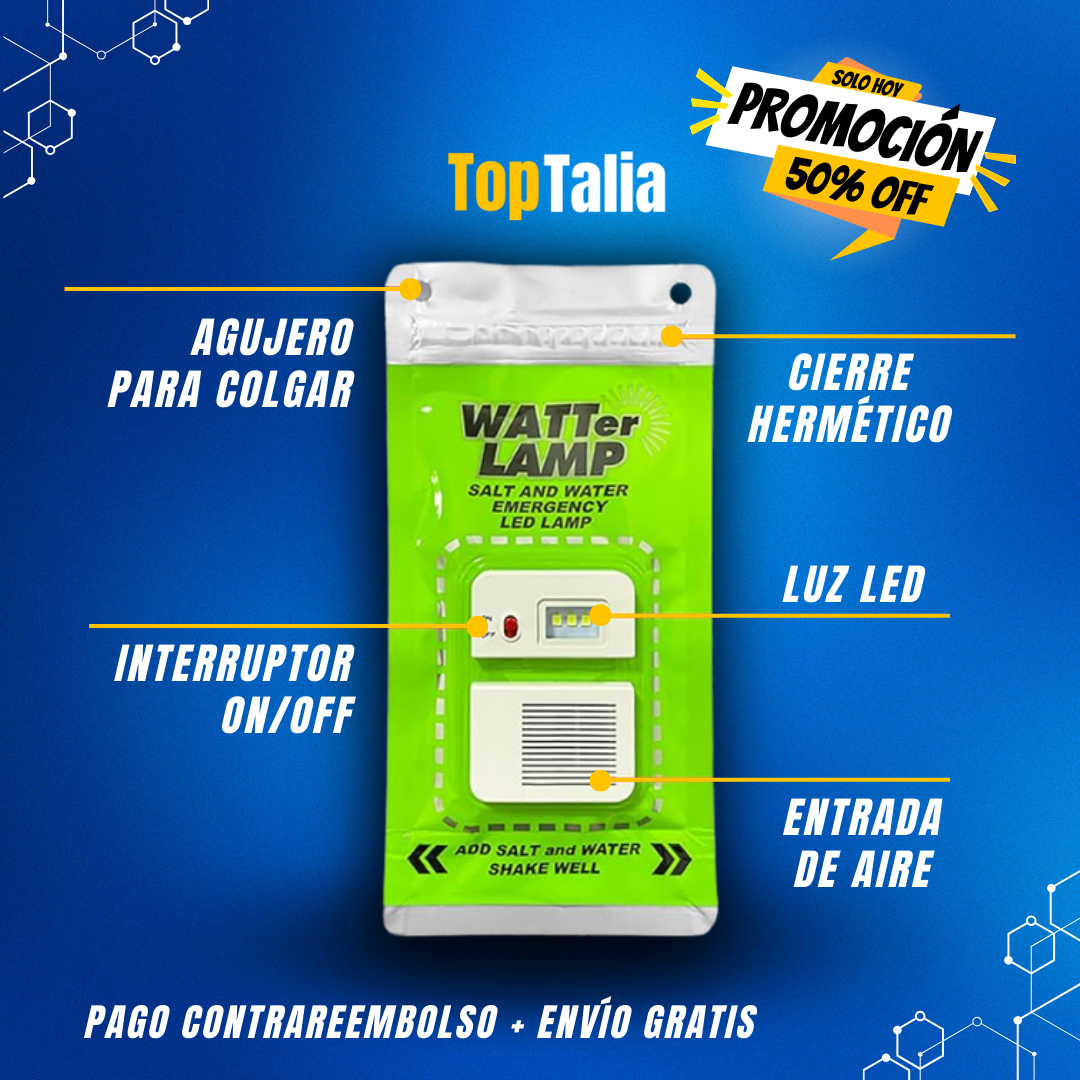 WatterLamp™ - Lámpara LED de Emergencia | Agua y Sal